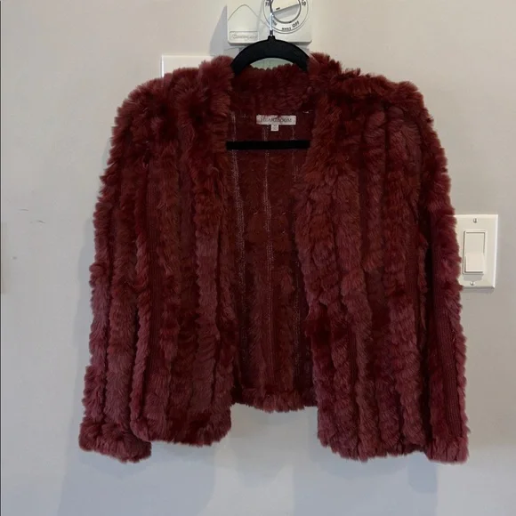 Heartloom Rosa Rabbit Fur Jacket Wine - Picture 5 of 12